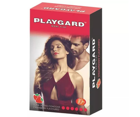 Alkem Labs Playgard Super Dotted Strawberry Flavour Condoms (10pcs)