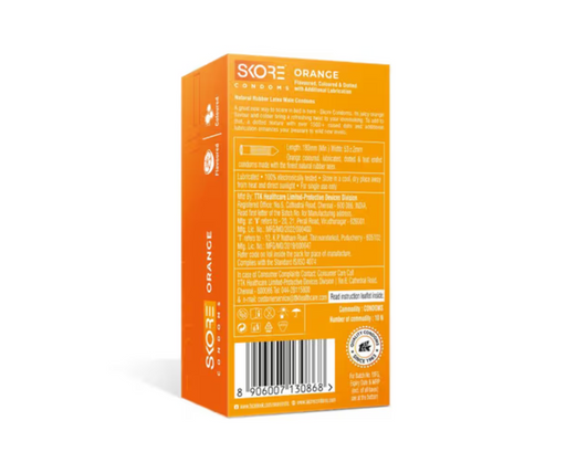 Skore Flavored Dotted & Coloured Condoms Orange