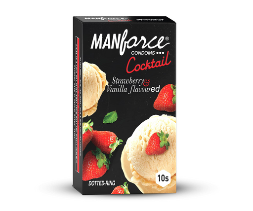 Manforce Strawberry & Vanilla Dotted-Ring Cocktail Condom (10pcs)